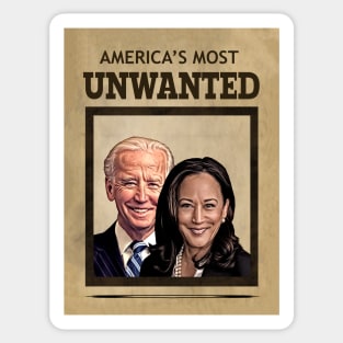 Biden Harris AMERICA'S MOST UNWANTED Sticker